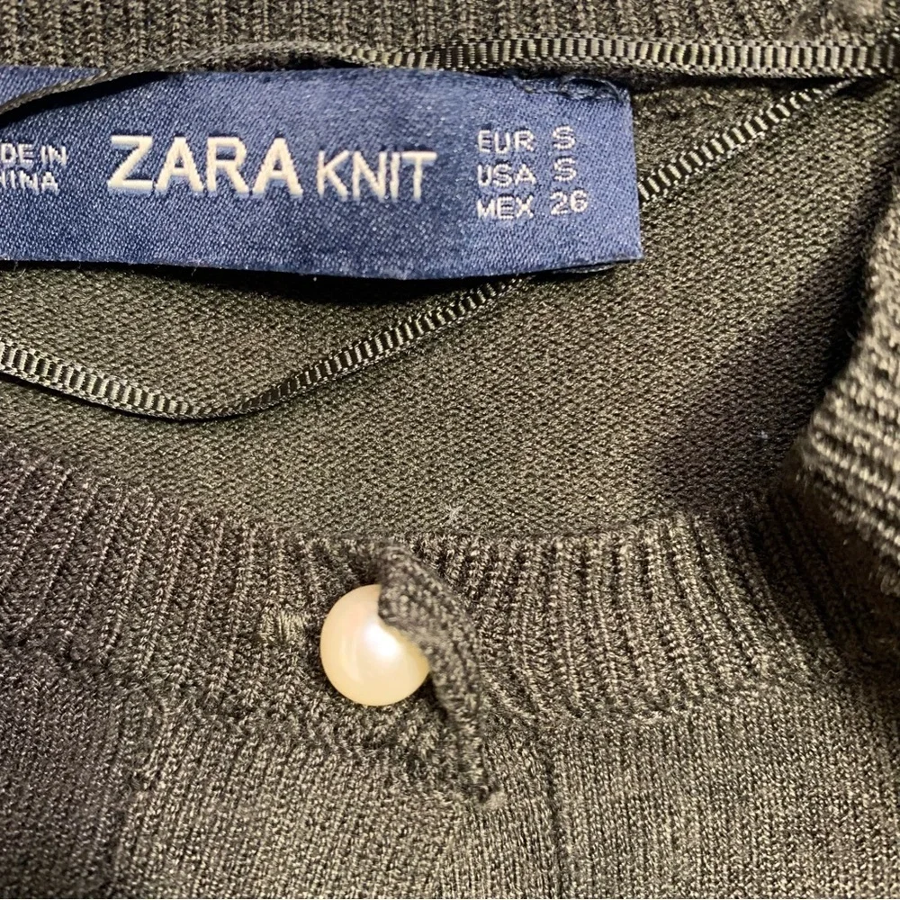 Zara XS Dark Green Pearl Button Cardigan - Picture 5 of 7